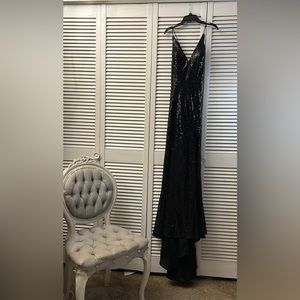 Long black sequins dress